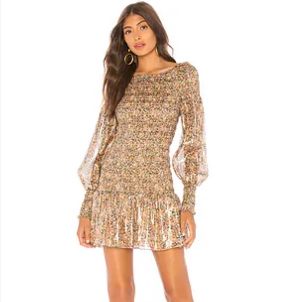 LoveShackFancy Scarlett Metallic Mini Dress Size XS